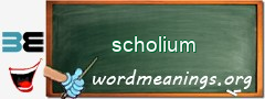 WordMeaning blackboard for scholium